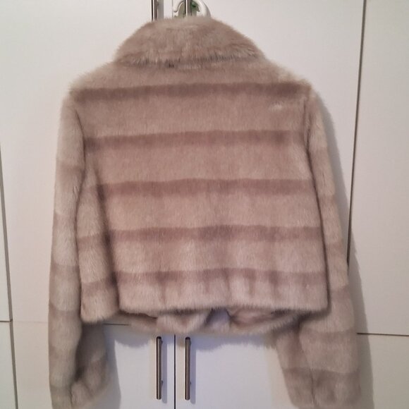 Tan Mink Style Faux Fur Melanie Lyne Jacket Size Large - Picture 6 of 7